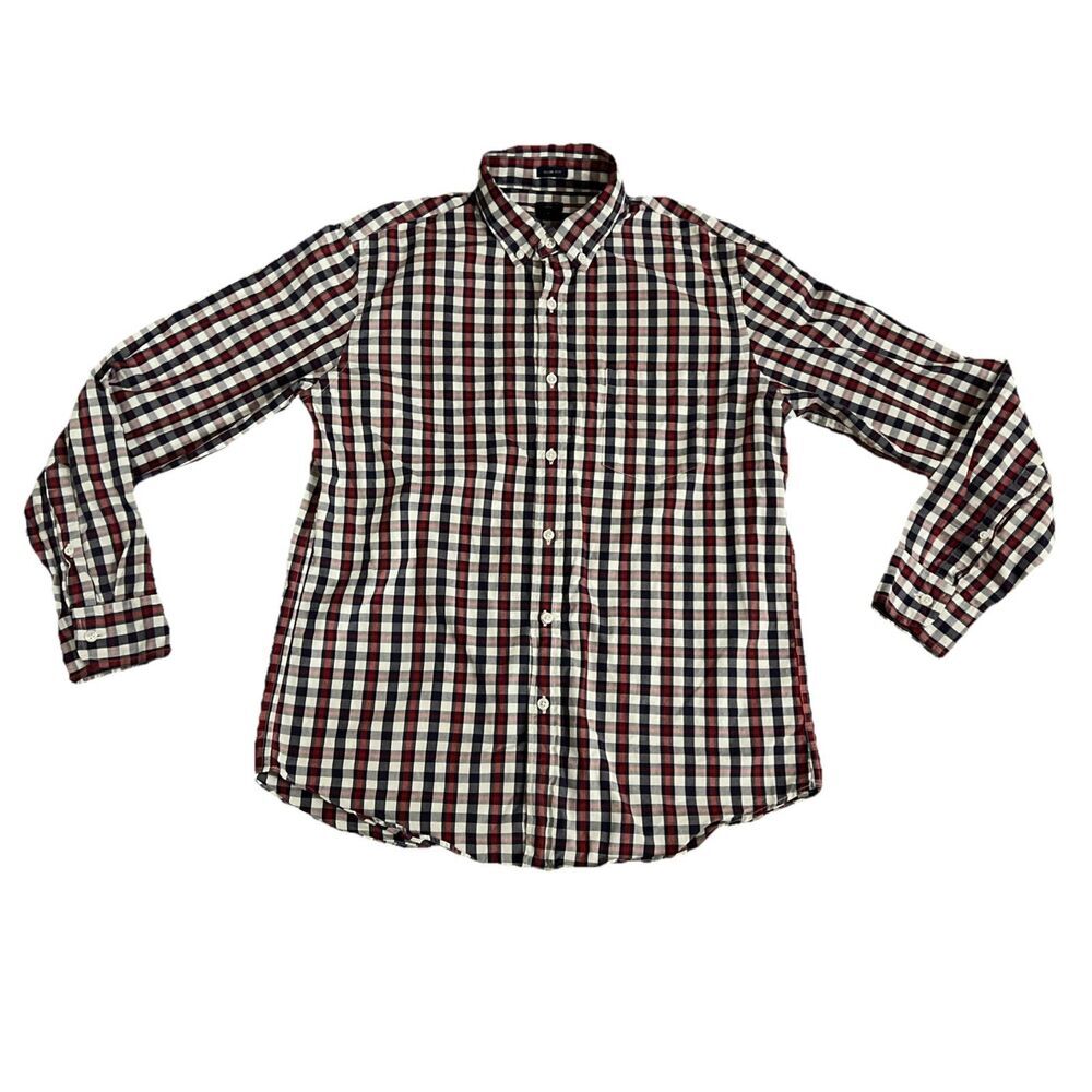 J.Crew Men’s Gingham Shirt Large Plaid Button Down Slim Fit
